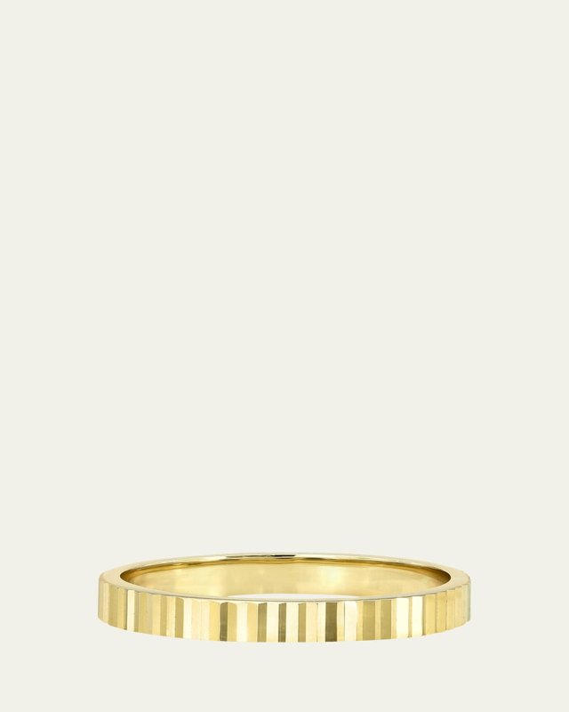 14K Yellow Gold Thin Notched Ring, Size